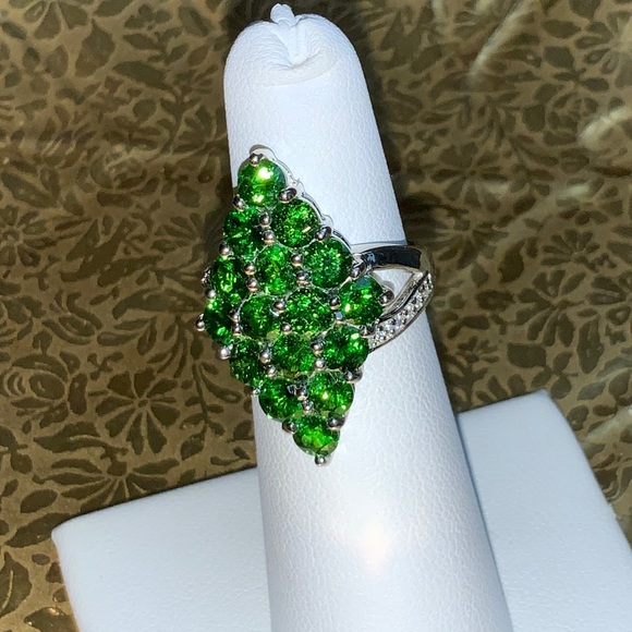 Genuine Russian Diopside & Zircon Ring 4.71 Cts - Picture 3 of 8